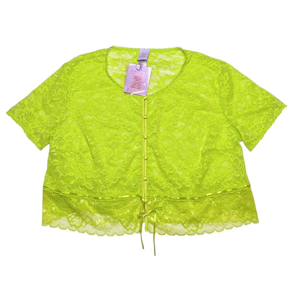Savage X Fenty LoveLace Crop Top Fuji Apple Green Size XL